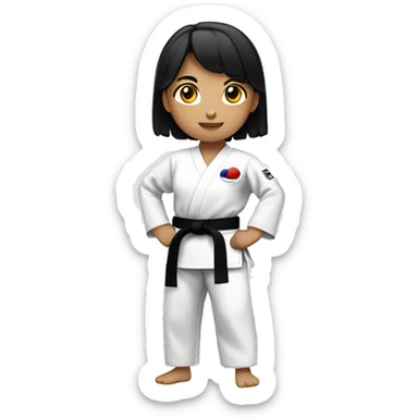 girl with black hair wearing a taekwondo dobok sticker