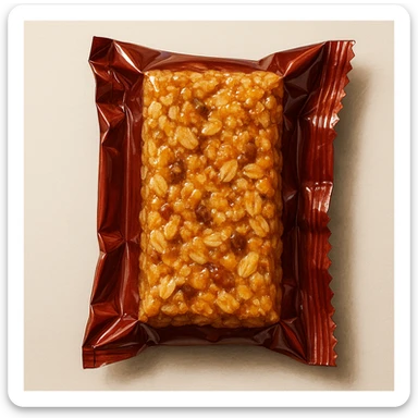 wrapped snack, realistic illustration, shiny wrapper, appetizing sticker