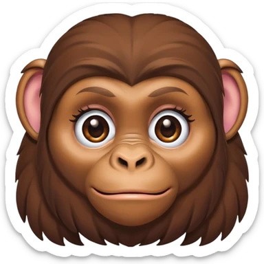 female ape face with eyelashes and feminine features sticker