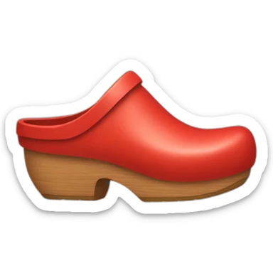 red Wooden clog with closed heel sticker