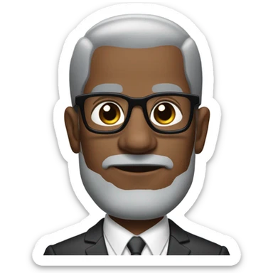 deon sanders with round face and suit and glasses and buzz cut and small eyes and over 50 small gray bearded receding hairline and small black eyes and wrinkled forehead sticker