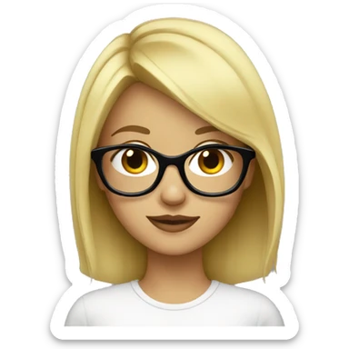 blonde girl with black glasses sticker