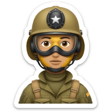 soldier with helmet and wearing mask sticker