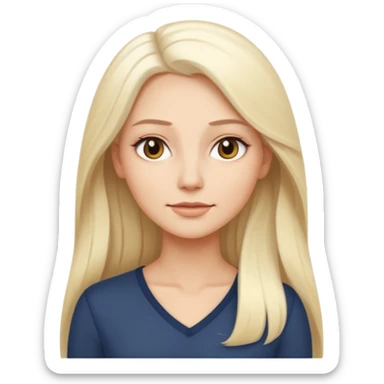 Stylized emoji portrait of a sexy long-haired white-blonde woman, confident expression, smooth skin, minimal makeup, full height  sticker