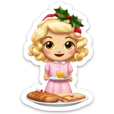 Christmas  breakfast coquette pink cute vintage sticker