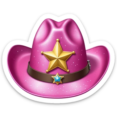 pink glittery cowgirl hat whit sherif star sticker