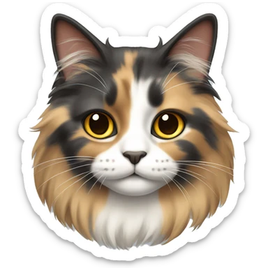 long haired muted calico cat sticker