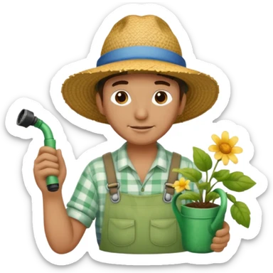 Gardner with hose sticker