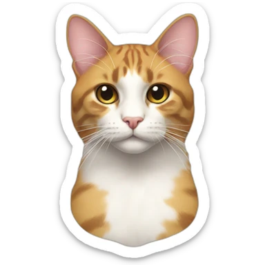 buff calico cat  he has a mullet, a floral designed t shirt that is unbuttoned sticker