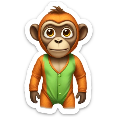 Monkey wearing a dinosaur pj sticker