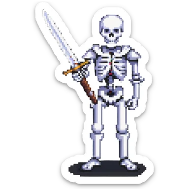 skeleton with a large sword in action pose sticker