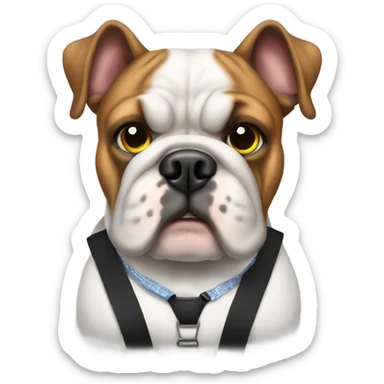 Bulldog wearing suspenders  sticker