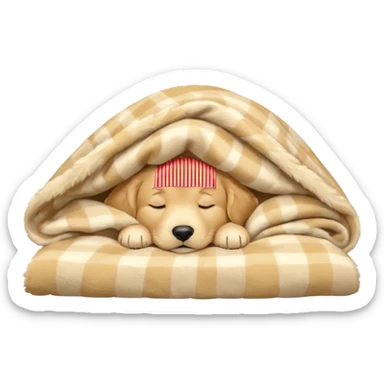 golden retriever puppy sleeping with a blanket sticker