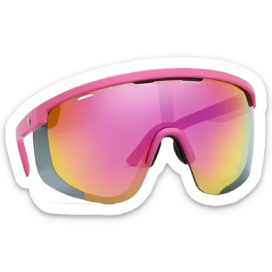 extremely thick chunky sporty pink shield visor sunglasses, ultra robust bulky frame, massive build, one-piece lens, maximum thickness sticker