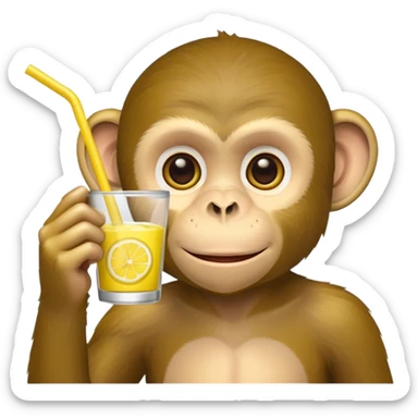monkey drink lemon juice sticker