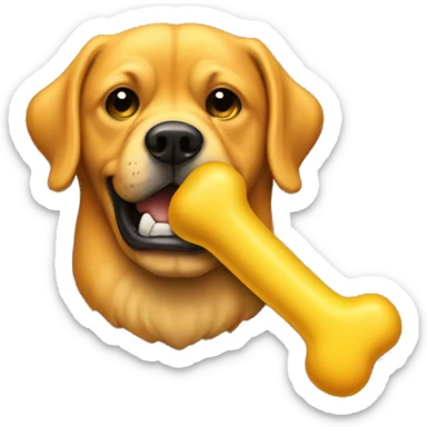 Emoji sucking on a yellow dog bone  sticker