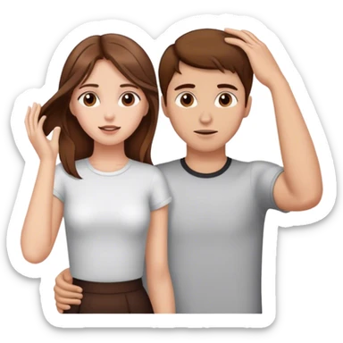 Brown hair Guys hand on brown hair girls head sticker