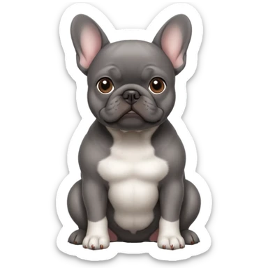 dark gray french bulldog with brown eyes and white belly sticker