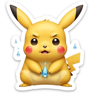 sad crying Pikachu with tears sticker