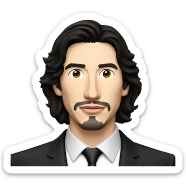 Adam Driver in black suit holding a Neuralyzer  sticker