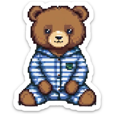 bear in striped pajamas sitting sticker