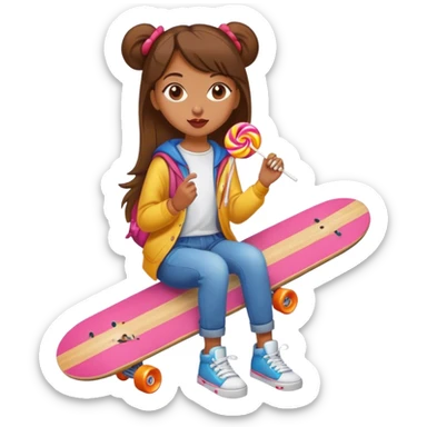 The girl who eats lollipops and has street style and a skateboard in one hand sticker