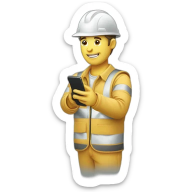 Trabajador con telefono smartphone en la mano sticker