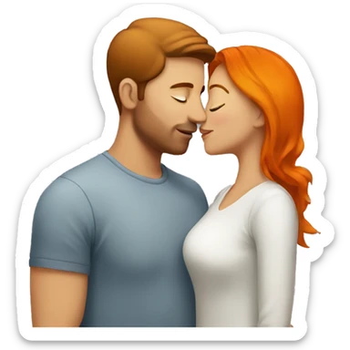 Brown haired woman kissing orange haired man sticker