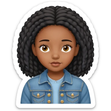 black girl kid with  long cute eye lashes with jean jacket sticker