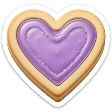 Realistic shortbread cookie in the shape of a heart with pale lilac color jelly middle filling and sprinkled powder sugar on top. sticker