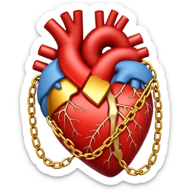 Heart wrapped in glowing chains, pulling apart sticker
