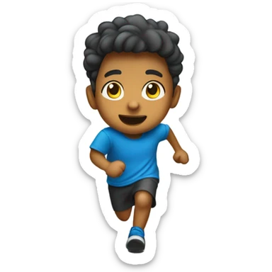 Niño corriendo por calle azul escuchando música en sus audífonos sticker