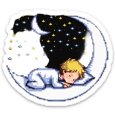 boy sleeping with Z symbols stars and moon sticker