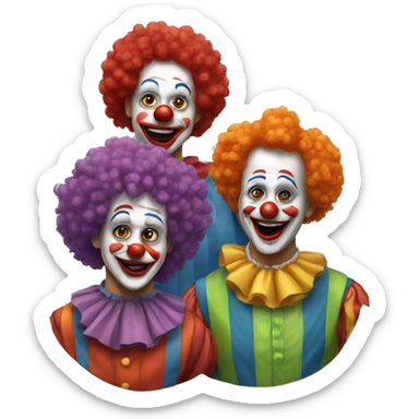 Four clown friends sticker