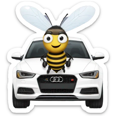 Bee driving white Audi  sticker