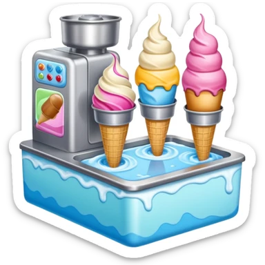 Ice cream factory with machines and production lines sticker