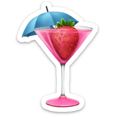 Pink strawberry martini with an umbrella sticker