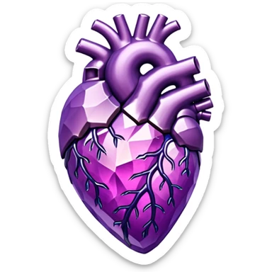 Anatomical heart made from purple crystals  sticker