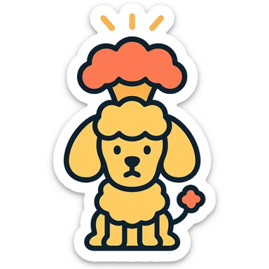 color outline icon style poodle dog with exploding head sticker