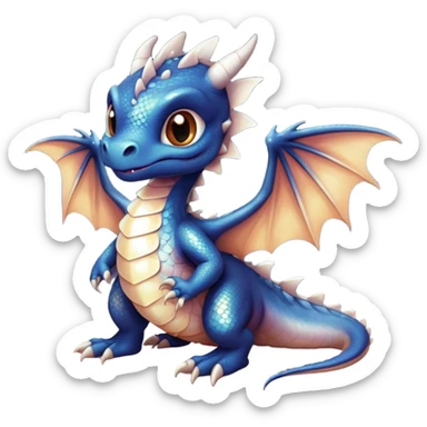 Airbrush painted image of a dragon hatchling under a deep galactic sky with pearlescent scales and wings spread against the stars sticker