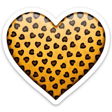 heart emoji with leopard print pattern, simple style sticker