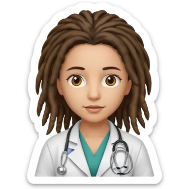 brunette girl doctor with dreadlock sticker