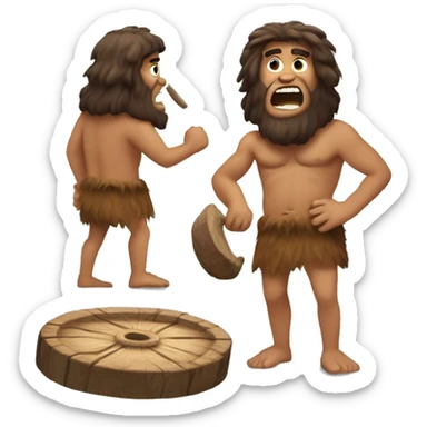 caveman with wooden wheels sticker