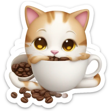Cute cat with coffee sticker