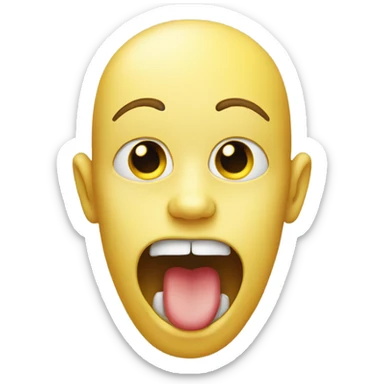 Face with a yellow bone in its mouth sticker