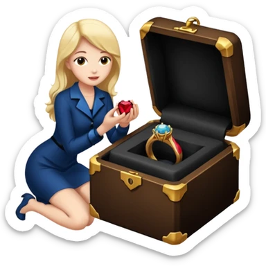 ring in a box person on knee sticker