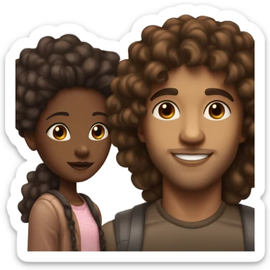 brown skinned girl with long brown wavy hair with light skinned guy with big lips and a short afro   sticker