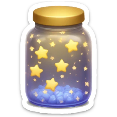 glowing glass jar filled with tiny golden stars sticker