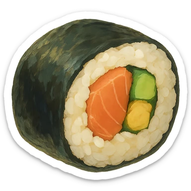 sushi roll, ghibli style sticker