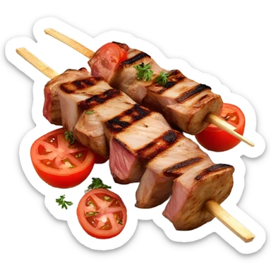 Grilled kebab with grilled tomato sticker